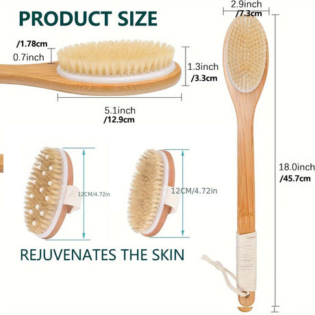 Body Dry Brush, Hard Shower Brush, Exfoliator, Male and Female Bath Tool, Used for Wet or Dry Brushing, Long Handle