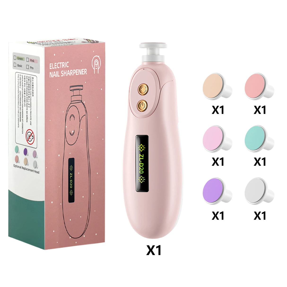 Baby Nail File Electric Baby Nail Care Set with LED Light, Baby Nail Trimmer for Newborn/Infants/Adults Toenails and Fingernail