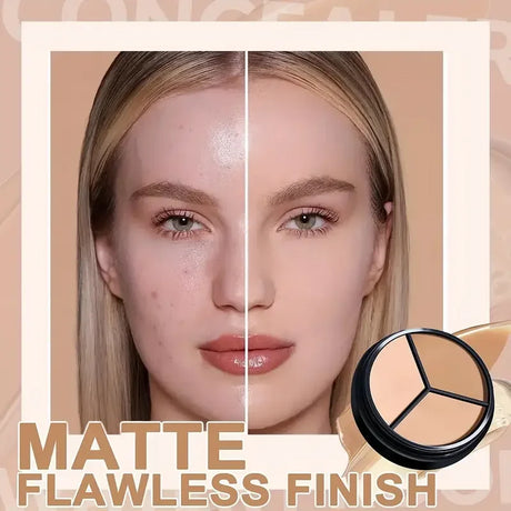 3-in-1 Face Concealer Makeup 3 Color Concealer Perfect Concealer for Blemishes,Dark Circles and Contours Balm for All Skin Types
