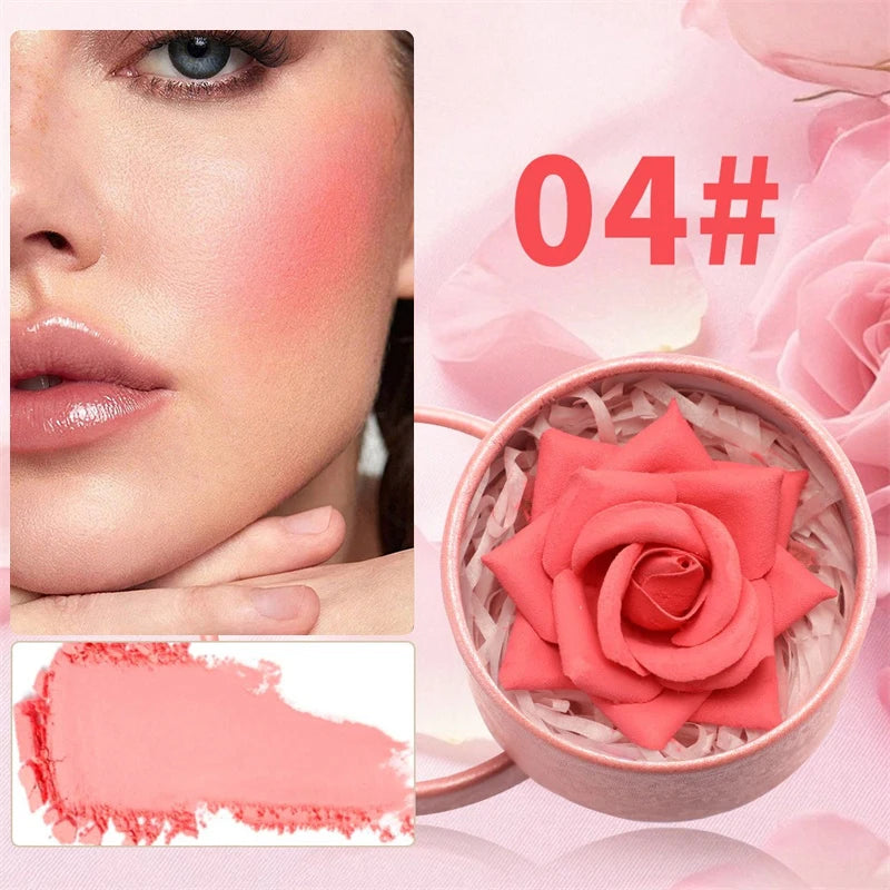 3D Rose Petal Blush Highlights Natural Makeup Brightening Cheek Long Lasting Waterproof Matte Highlighter Shimmer Blusher Makeup