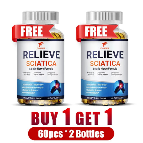 Relieve Sciatica Capsules, Support Lower Lumbar Sciatic, Hip, Thigh, Leg, Foot, Nerve & Joint Health, Relax Muscles, Flexibility