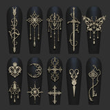 3D Baroque Pattern Gel Nail Art Mold Butterfly Moon Resin Sword Molds for Manicure Accessories Supplies Arrow Silicone Mold