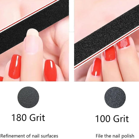 10 Pack Red Core Nail Files Professional Double-Sided 17.8x1.9cm Size for Salon And Home Use