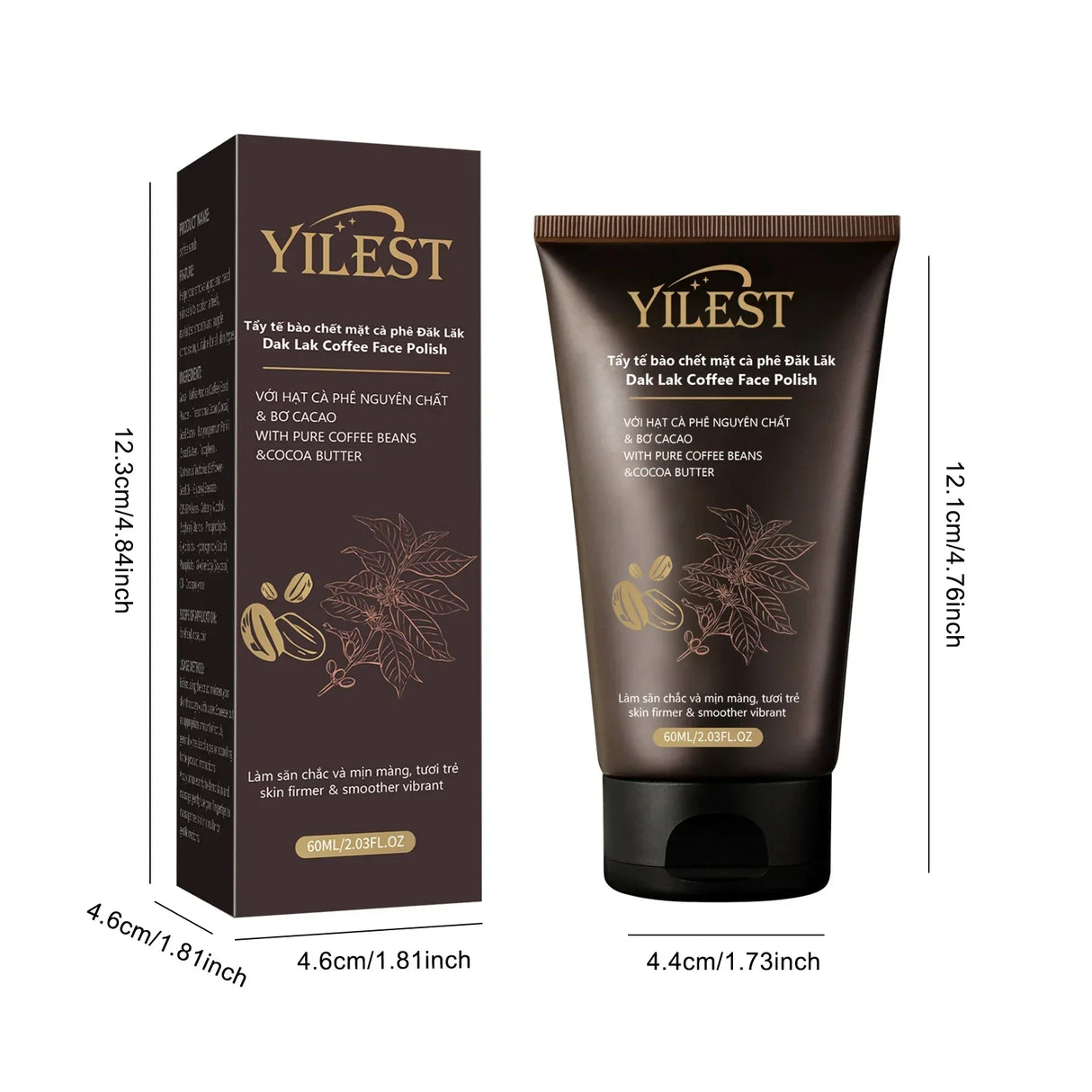 2-in-1 Exfoliating Face & Body Scrub 60g - Removes Dead Skin & Blackheads, Moisturizes, Brightens & Repairs for Smooth Skin.