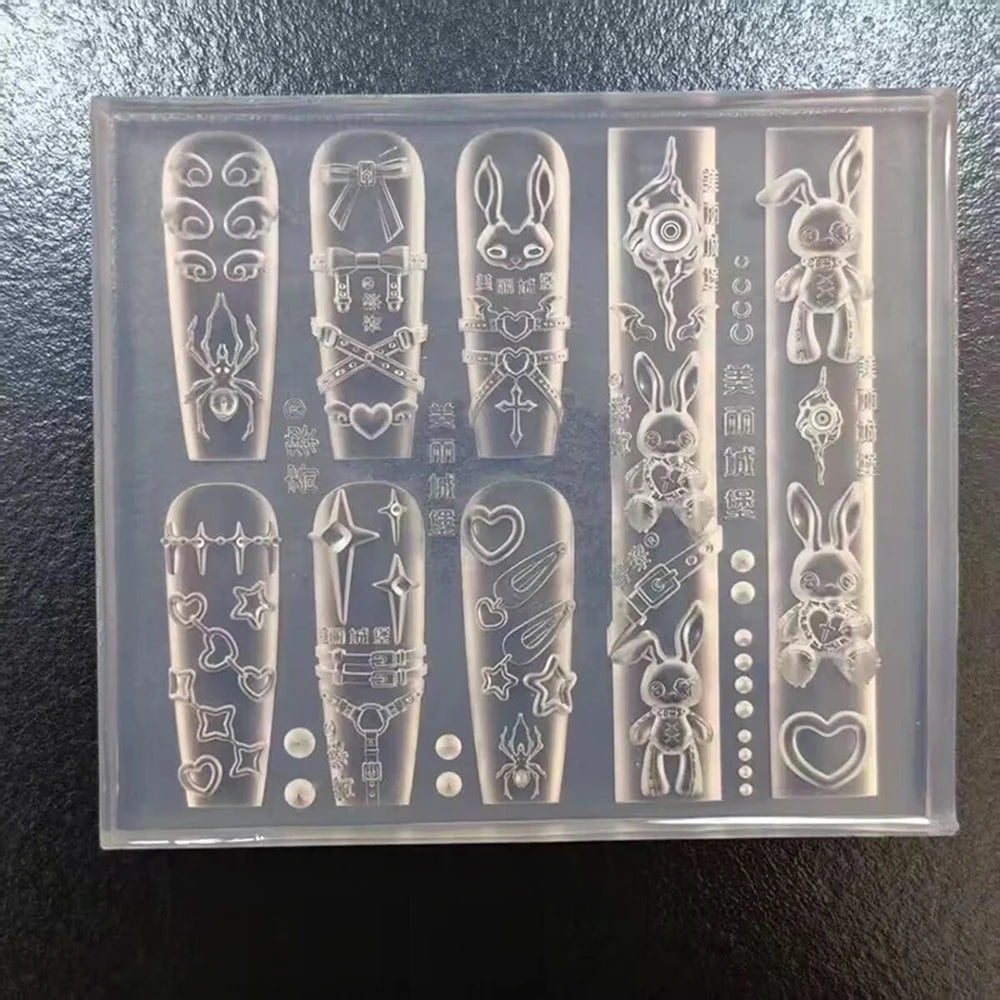 3D Baroque Pattern Gel Nail Art Mold Butterfly Moon Resin Sword Molds for Manicure Accessories Supplies Arrow Silicone Mold
