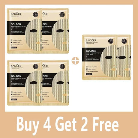 20pcs SADOER 24K Gold Moisturizing Facial Masks skincare Firming Nourishing Smooth Skin Rejuvenation Face Mask Sheets Mask