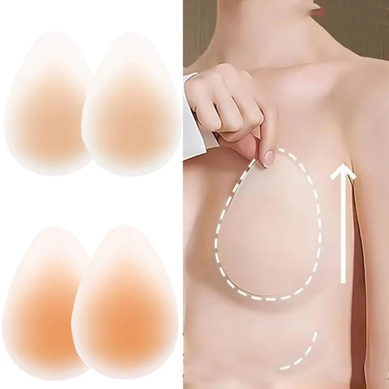 Seamless Silicone Thin Nipple Cover Invisible Waterdrop No Glue Sticky Bra Sticker Nubra Stickers Lifting Breast Pads Pasties