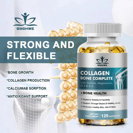 Bone Collagen Capsules 120 Count Supports Joint Cartilage Collagen Production Calcium Absorption And Immune System Health
