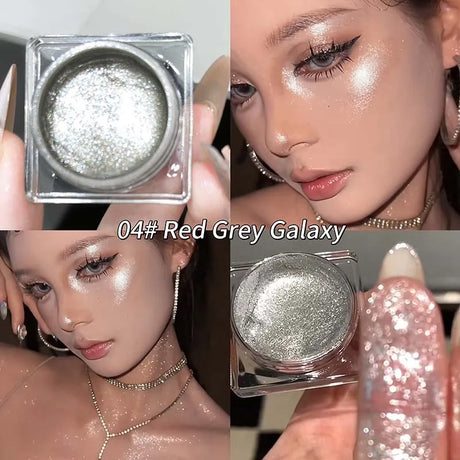 Pink Glitter Highlighter Gel Waterproof Pearlescent Purple Gray Diamond Brighten Lying Silkworm Eyeshadow Liquid Facial Makeup
