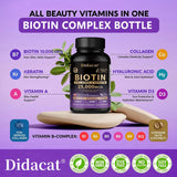 Biotin Vitamins with Collagen & Keratin - 25000 mcg Capsules,B1,B2,B3,B6,B7 Complex,Healthy Nails & Skin,Hair Growth