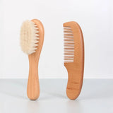 2pcs Baby Hair Comb and Brush Set Baby Care Hair Soothing Hair Brush Beech Soft Wood Comb Newborn Massager Baby Shower Gift