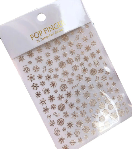 Sliver Bronzing 3D Christmas Nail Art Decoration Sticker Sparkly White Colorful Glitter Geometry Snowflake Winter Slider Foil