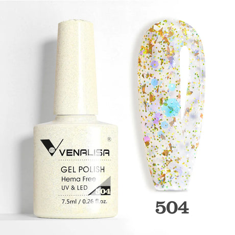 VIP5 Venalisa Nail Gel Polish Jelly Color HEMA/TPO FREE Nude Pink Semi Permanent Soak Off UVLED Gel Polish Sparkle Gel Varnish