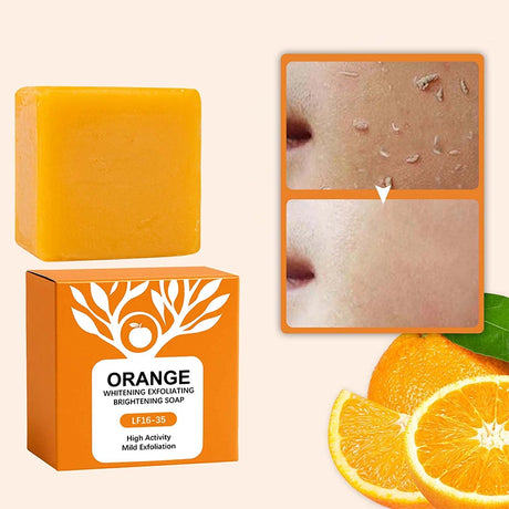 100g Orange Enzymes Mild Exfoliating Brightening Soap Bar,Face Body Gentle Cleansing Hydrating Moisturizing,Smooth Tender Skin