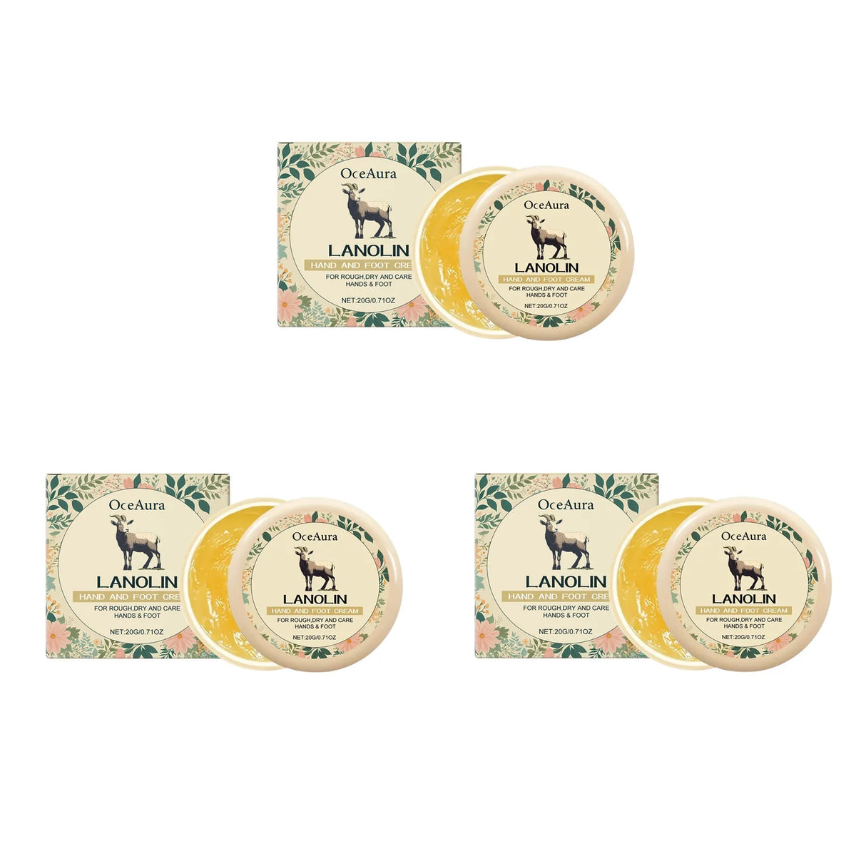 Lanolin Hand Foot Cream Deep Moisturizing Exfoliates Removes Dead Skin Softens Hands Anti-Crack Non-Greasy Hydration Cream