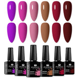 6pc All-Season Colors Gel Nail Polish Set UV LED Soak Off Nail Art Supplies Semi Permanent DIY Manicure Salon Nails Design
