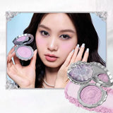 Shell Pearl Blush For Flower Knows Relief Matte Silk Satin Embossed Blush Makeup Long Lasting Brighten Blusher Pallet For Gift