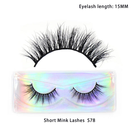 LEHUAMAO 12mm-15mm Short Natural 3D Mink Lashes Fluffy Wispy False Eyelashes 100% Cruelty Free Eyelash Extensio Face Makeup