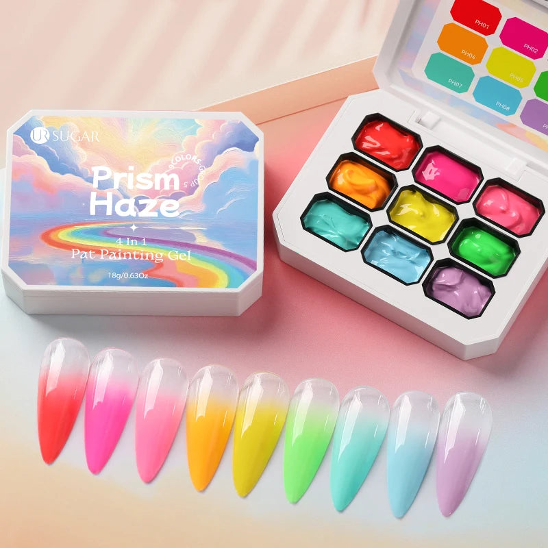 UR SUGAR 9 Colors Gradient Painting Gel Nail Art Gradient Color DIY Design Gel 4 In 1 Used For Gradient Nail Stamping Pattern