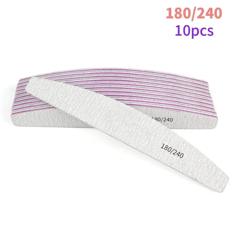 10Pcs/Lot 80/100/150/180/240 Grit Limas Trimmer Lime Nail Art Ongle Manicure Tool Nail File Buffer Double Side Nail Files Buffer