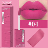 DUNUF 8-Color Matte Velvet Smooth Easy-to-Apply Square Tube Lip Gloss Waterproof Three-Dimensional Plumping Lipstick