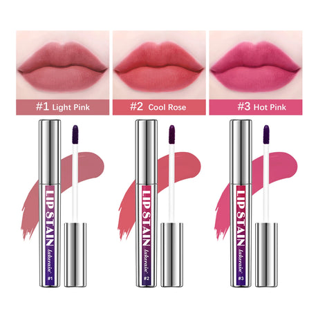 Peel Off Lip Stain 3 Colors Reveal Long Lasting Waterproof Pink Lip Tint Transfer Proof Non-stick Cup Lip Stain Women's Cosmetic