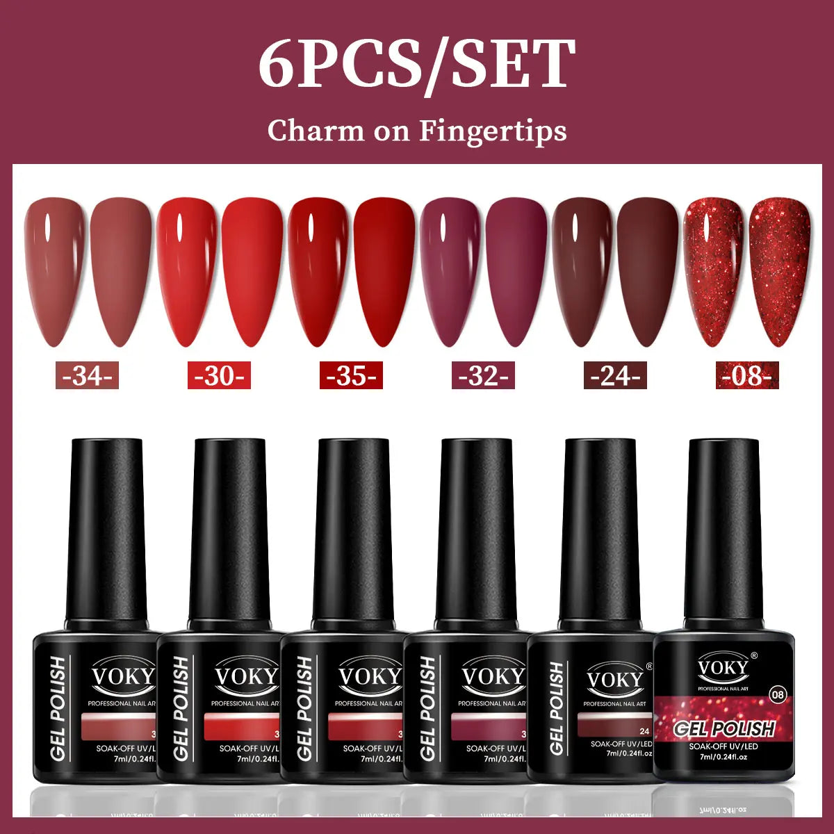 VOKY 6-Piece Set of Nail Gel, Seasonal Fashionable Nail Gel, The Perfect Gift for Ladies to Give During Festivals