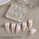 Lace Bowknot Nail Art Mold, French Manicure Silicone Stencil for DIY Nail Decoration, Nail Design Tool, Nail Printing Template