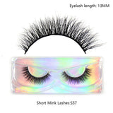 LEHUAMAO 12mm-15mm Short Natural 3D Mink Lashes Fluffy Wispy False Eyelashes 100% Cruelty Free Eyelash Extensio Face Makeup