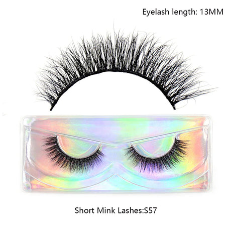 LEHUAMAO 12mm-15mm Short Natural 3D Mink Lashes Fluffy Wispy False Eyelashes 100% Cruelty Free Eyelash Extensio Face Makeup