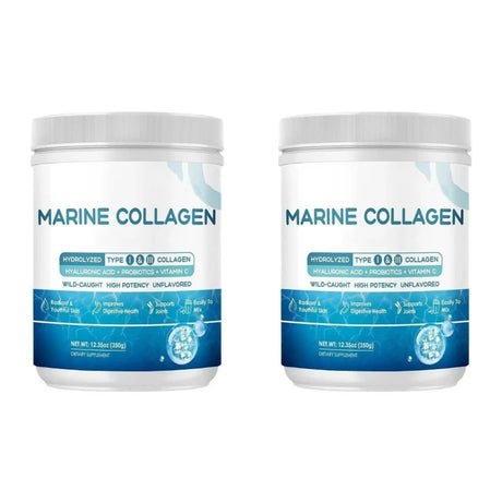Marine Collagen Peptides Powder - Type I III Collagen with Probiotics, Vitamin C & Hyaluronic- Unflavored - 12.35oz/35 Servings