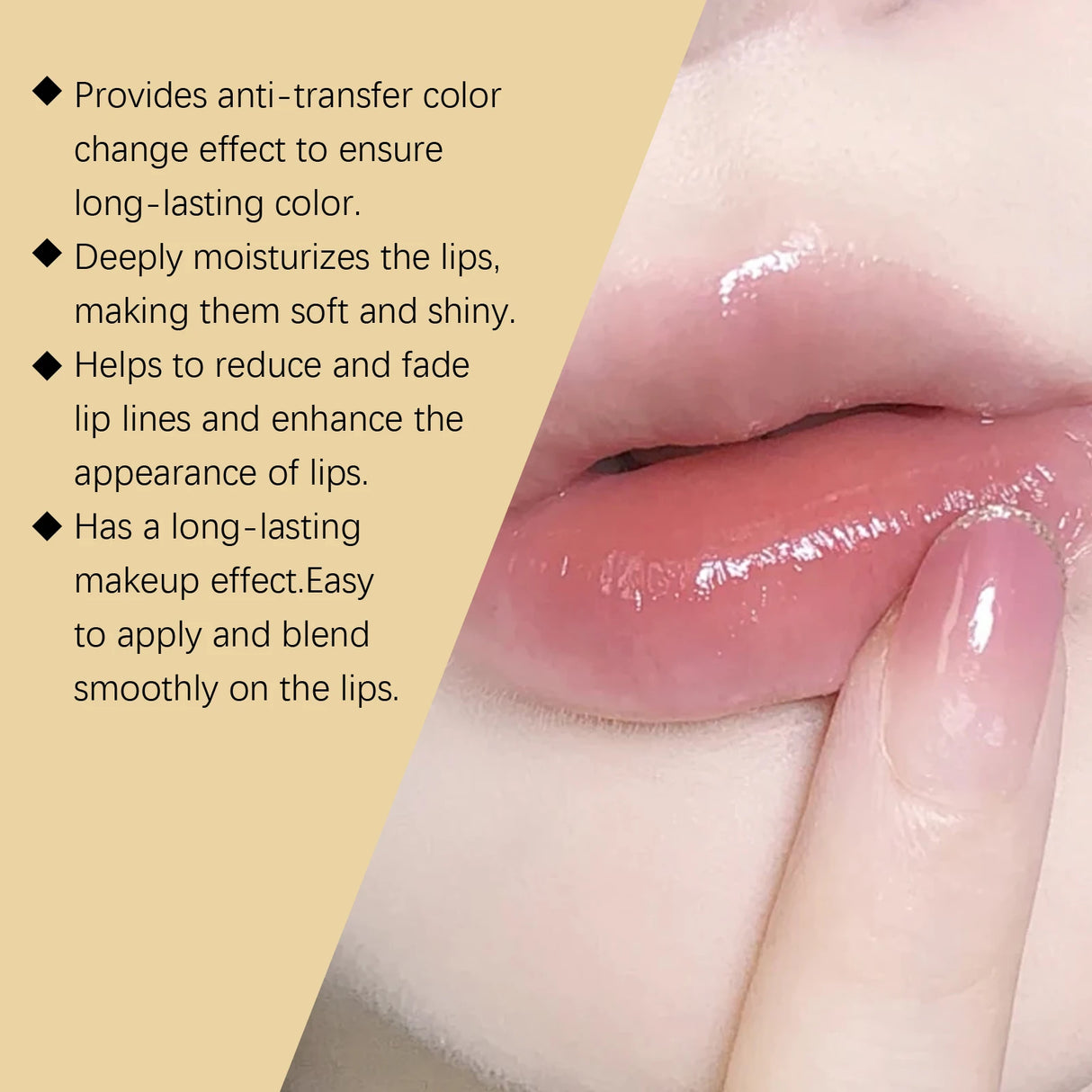 Color Changing Lip Balm Shimmer & Gold Foil Nourishing Lipstick Moisturizing pH Reactive Tinted Lip Gloss for Soft Pink Lips