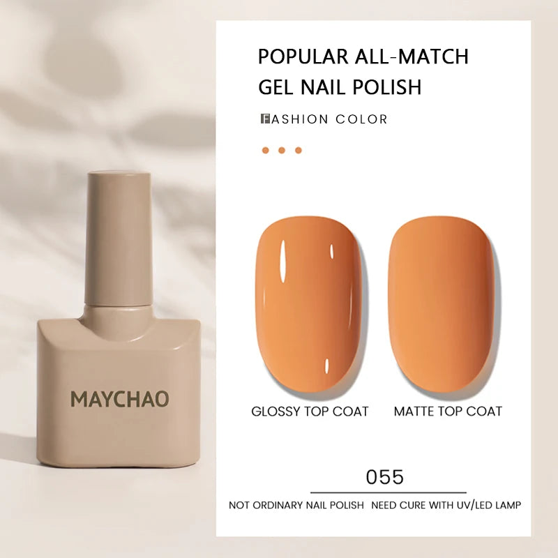 MAYCHAO Gel Nail Polish 12ML Full Coverage Base Top Coat Soak Off Gel Polish UV LED Gel Semi Permanent Varnishes Design Nail Art