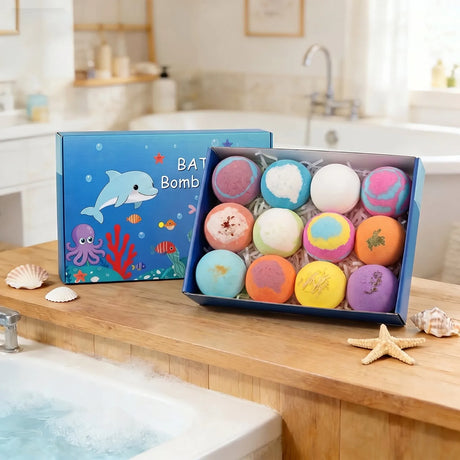 6-12PCS Bath Bombs Surprise Toy Inside Bath Bombs Natural Mega Bubbles Ocean Theme Skin Friendly Set Birthday Gift