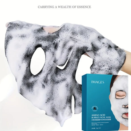 1 Box Contains 4 Pieces, Bamboo Charcoal Bubble Cleansing Mask - Hypoallergenic, Plant-Based Fiber, Deep Moisturizing and Purifying Mask, Suitable for All Light Beige Skin Types, Unisex, Multi-Functional Skincare Product