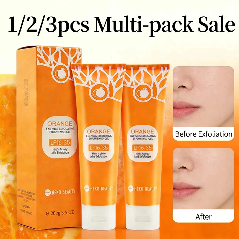 1/2/3pcs Orange Exfoliating Gel For Face, Deeply Cleanses & Moisturizes, Gently Removes Dead Skin & Pilling, Brightening Scrub