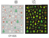 Sliver Bronzing 3D Christmas Nail Art Decoration Sticker Sparkly White Colorful Glitter Geometry Snowflake Winter Slider Foil