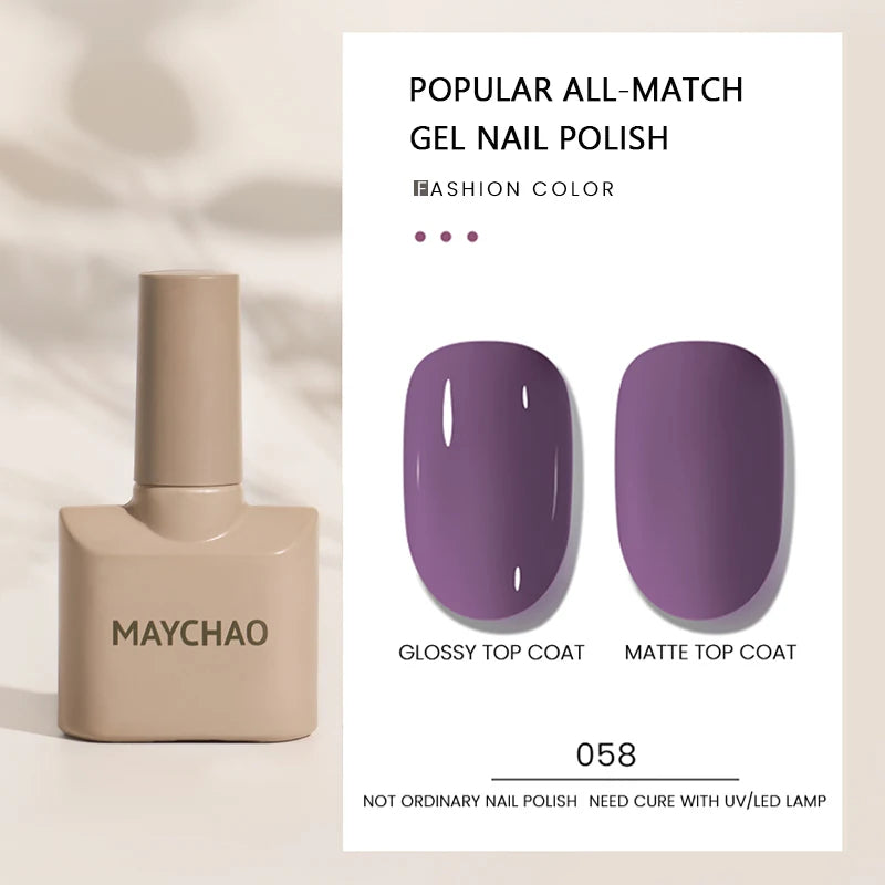 MAYCHAO Gel Nail Polish 12ML Full Coverage Base Top Coat Soak Off Gel Polish UV LED Gel Semi Permanent Varnishes Design Nail Art
