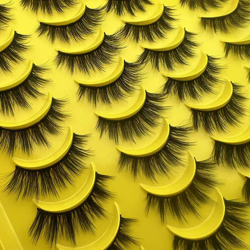 20 pairs of false eyelashes with short front and long back, repeatedly used with distinct roots