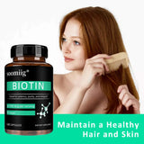 Vegan Biotin Supplement 5000 Mcg, Hair, Skin, Nails and Supports Normal Brain Function and Cognitive Abilities - 120 Capsules