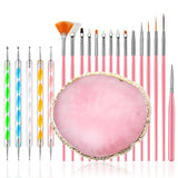 27-Piece Professional Nail Set: Brushes + Dotting Tools + Liners + Palette & Stand | Complete Salon & Home DIY Kit