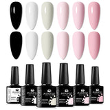 6pc All-Season Colors Gel Nail Polish Set UV LED Soak Off Nail Art Supplies Semi Permanent DIY Manicure Salon Nails Design