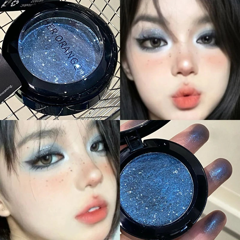 Smoked Blue Sparkling Shiny Eyeshadow Cream Monochrome Eye Shadow Metallic Purple Green Diamond Brightening Glitter Highlighter
