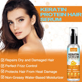 GOIPLE 4 in 1 Water-Based Keratin Serum Moisturizer Repair Dry Damaged Hair Smooth Control Frizz Oil Essence for Curly Frizzy
