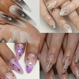 Metal Laser Holographic Star Nail Stickers, Disposable Self-Adhesive Resin Nail Decals for Women, Art Decor Accessories