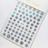 Sliver Bronzing 3D Christmas Nail Art Decoration Sticker Sparkly White Colorful Glitter Geometry Snowflake Winter Slider Foil