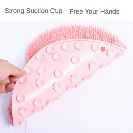 Multifunctional Bathroom Back Scrub Brush Silicone Reusable Non-Slip Shower Back Scraper Foot Massage Cleaner Bathroom Tool