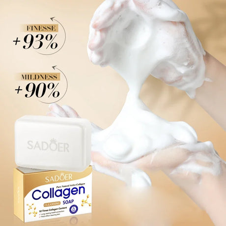 1/2pcs SADOER Collagen Ossein Facial Soap Face Wash Foam Facial Cleanser Moisturizing Oil Control Body Bathing Handmade Soap