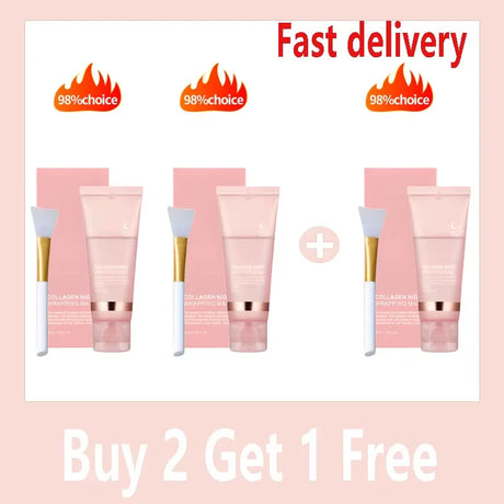 Collagen Facial Mask And Brush Set Rejuvenates Moisturizes Brightens Skin For Glowing Elasticity Korean Face Care Treatment