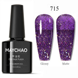 MAYCHAO Glitter Gel Nail Polish 7.3ml Semi-permanent Sequins Shiny Gel Base Top Coat Soak Off UV LED Varnish Nail Art Decoration